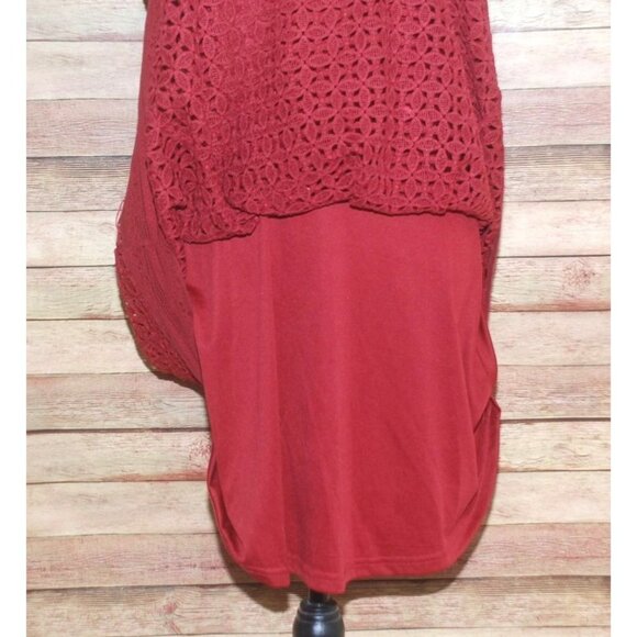 Francesca's Burgundy Rust Sheath Dress Size L Lined Embroidered Lace Fit & Flare - Picture 7 of 14